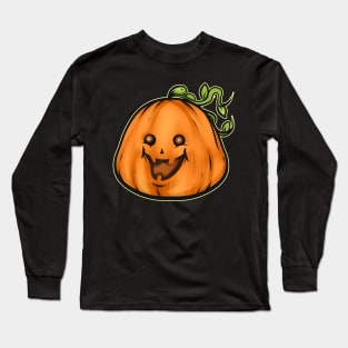 Cute Kawaii Smiling Halloween Pumpkin Long Sleeve T-Shirt